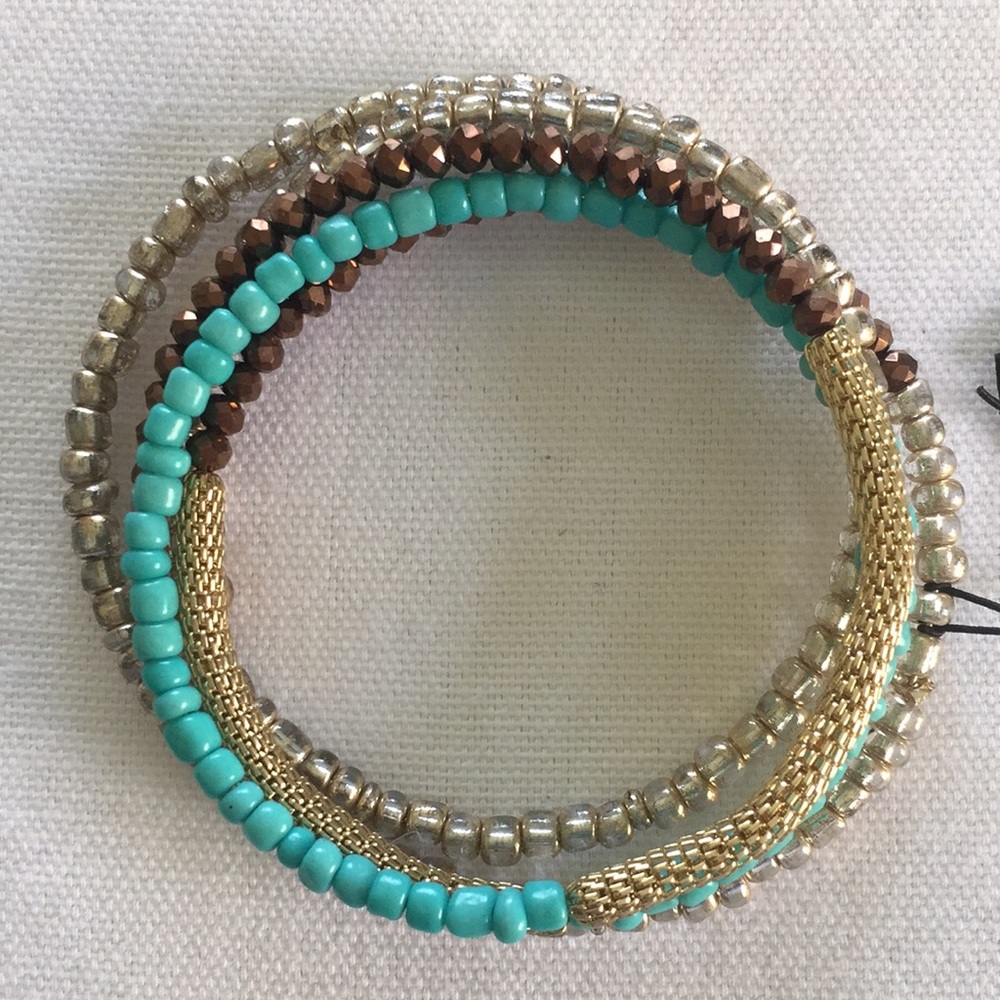 Gold and turquoise wrap bracelet